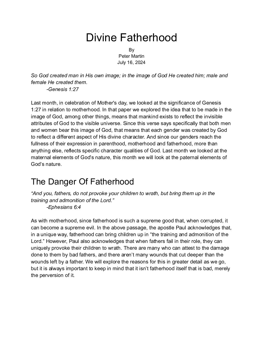 240616 Divine Fatherhood