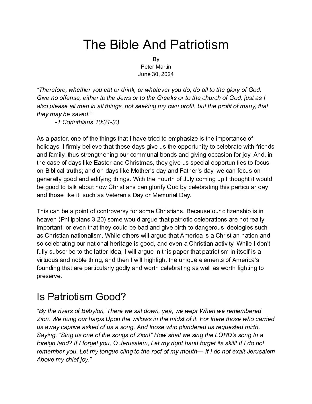 240630 The Bible And Patriotism