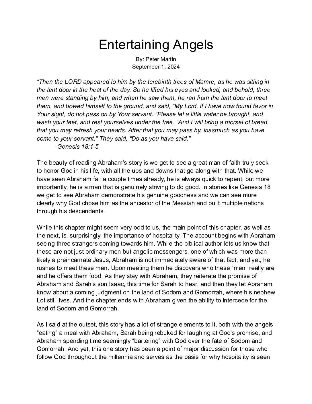 Entertaining Angels