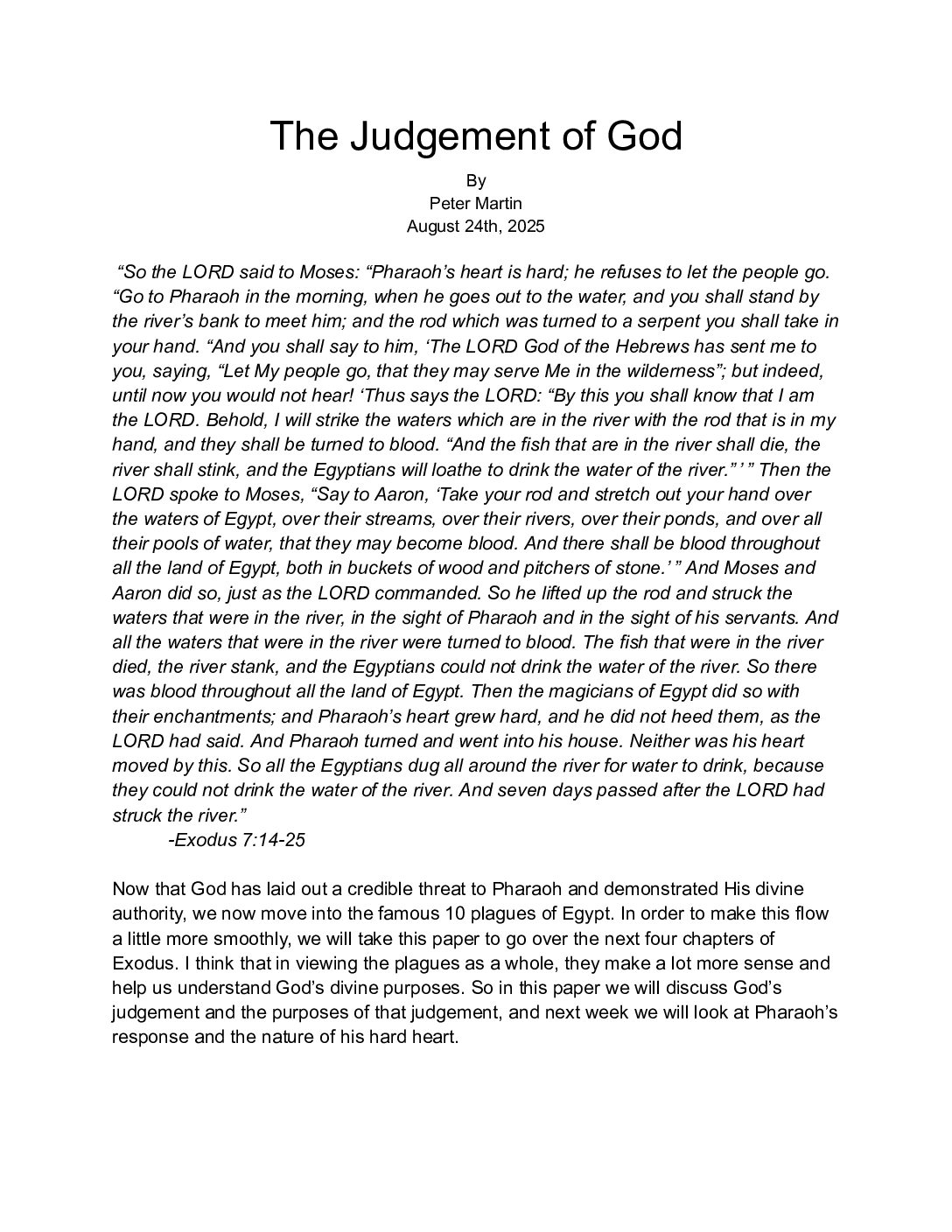 Exodus 7 11 The Judgement Of God