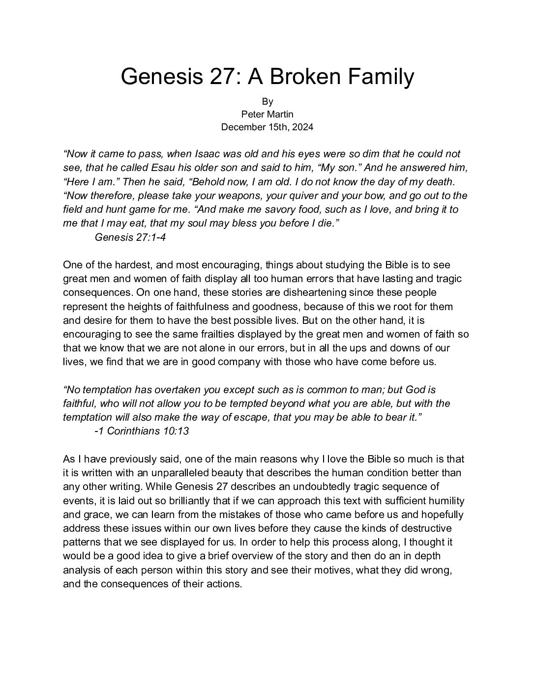 Genesis 27 A Broken Family