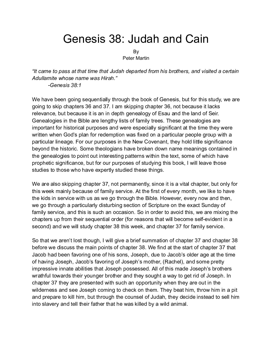 Genesis 38 Judah And Cain