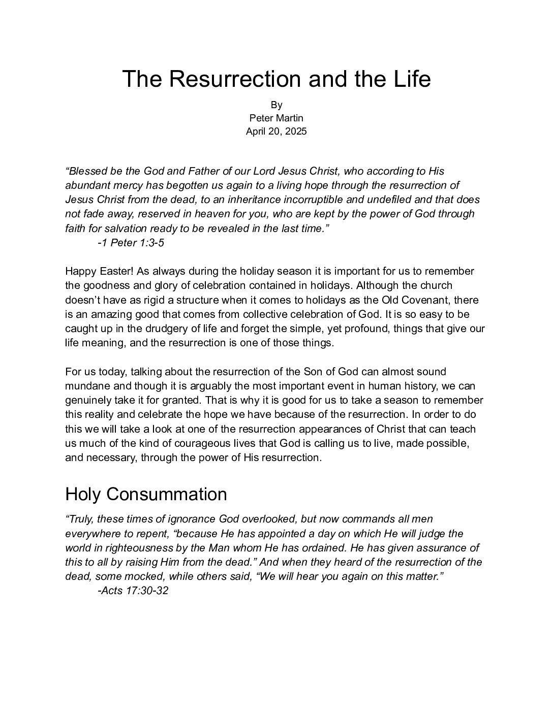 The Resurrection And The Life