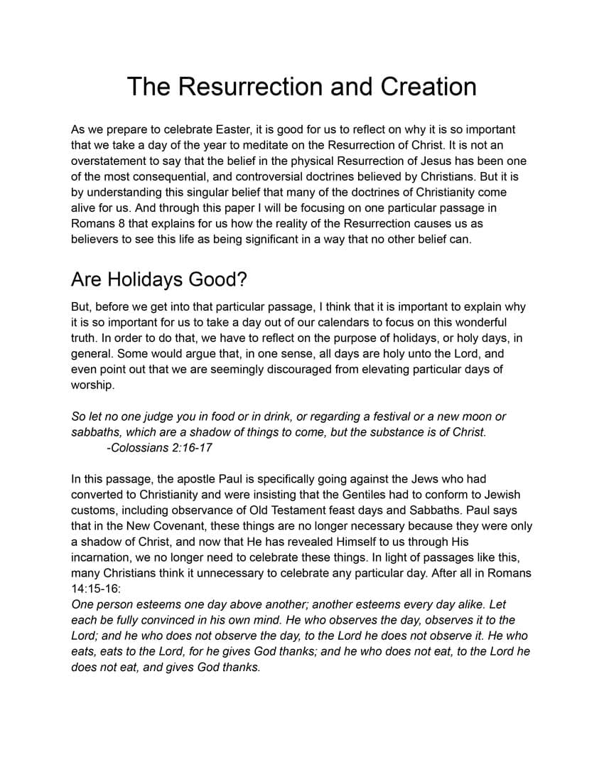 The Resurrection And Creation