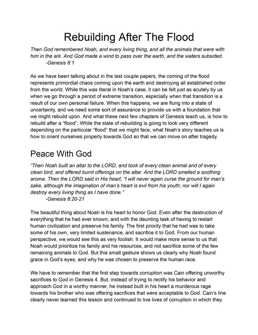 Rebuilding After The Flood