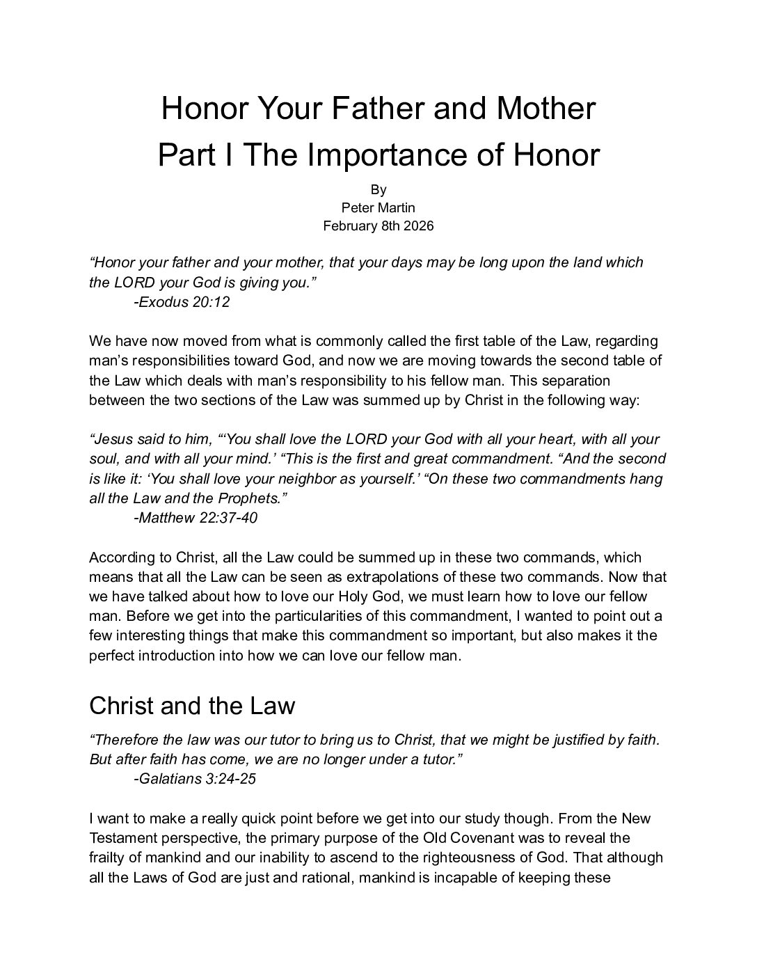 Honor Your Father And Mother