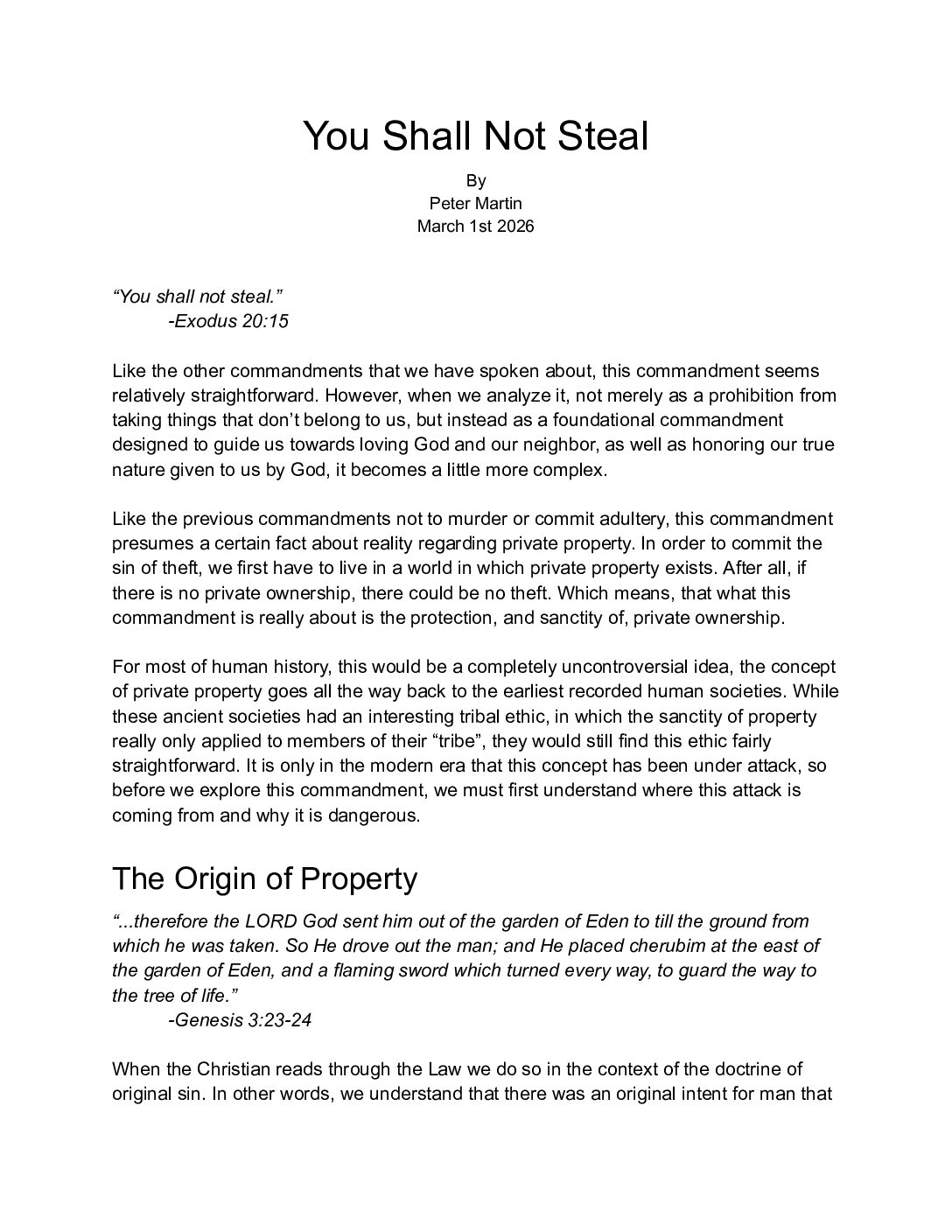 You Shall Not Steal