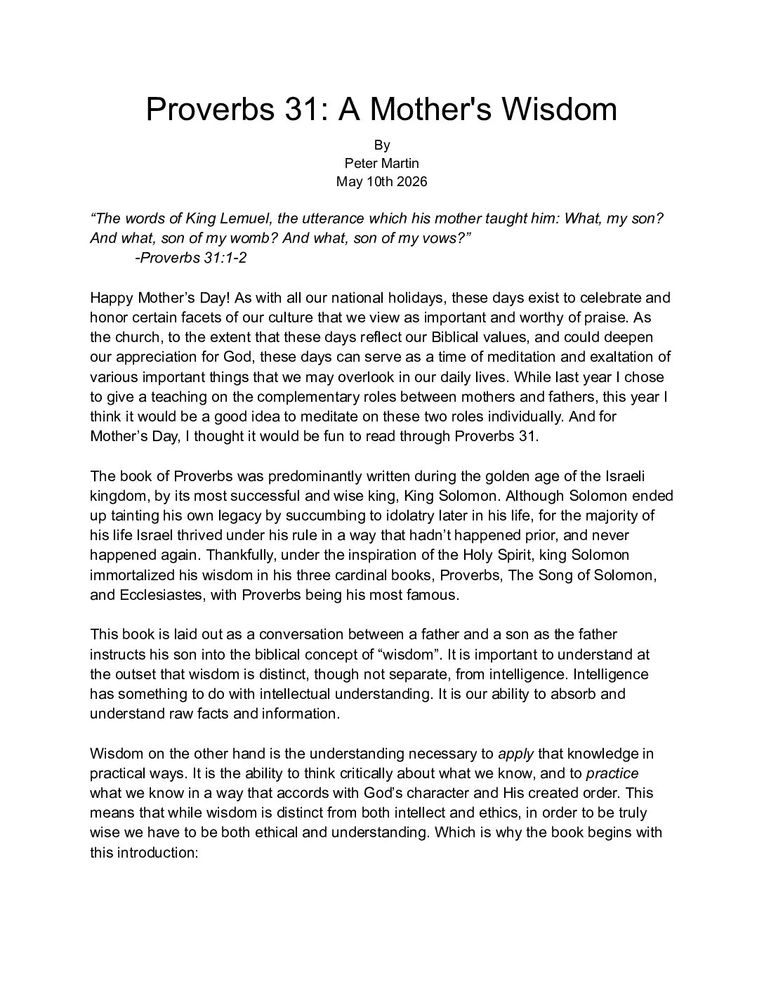 5 10 Proverbs 31 A Mother's Wisdom