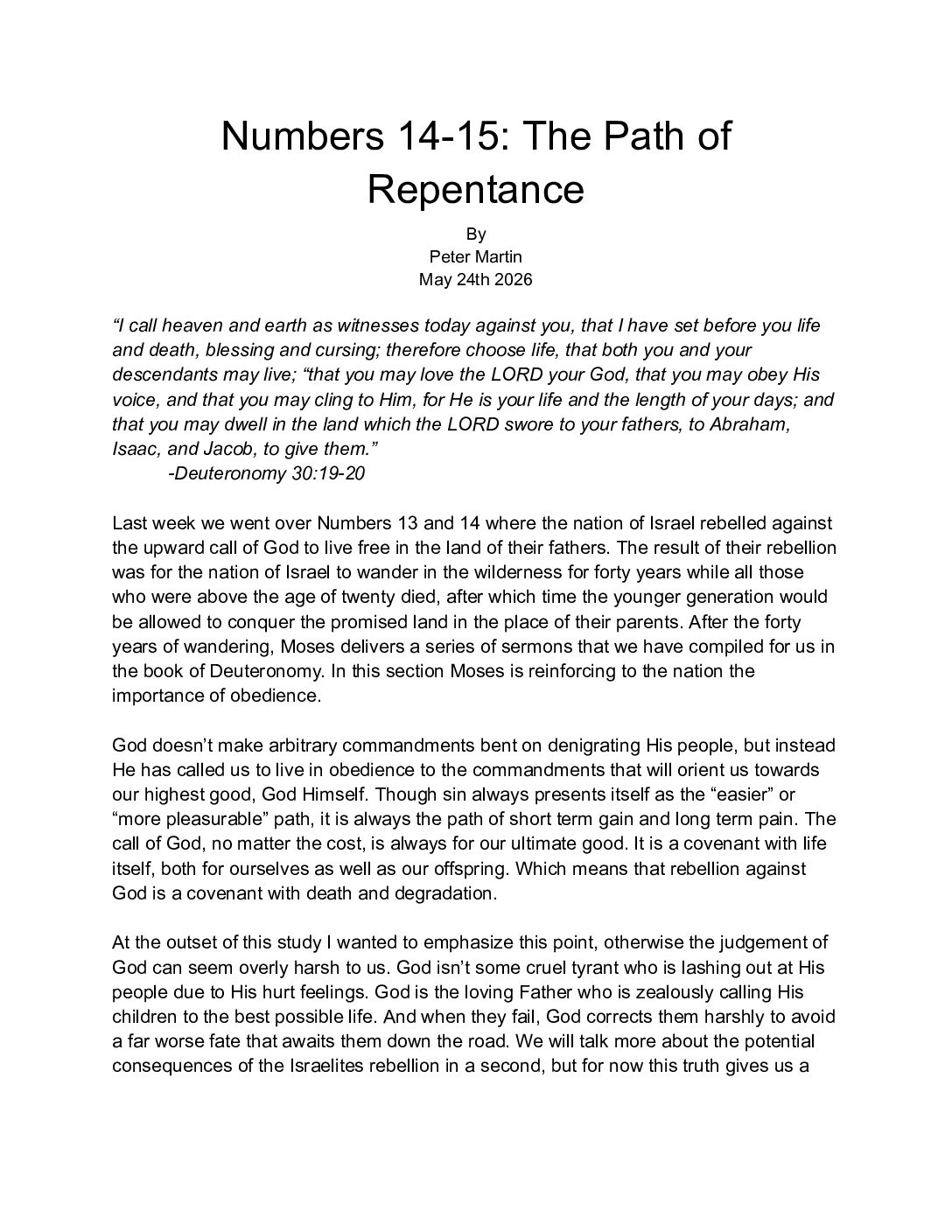 5 24 Numbers 14 15 The Path To Repentance