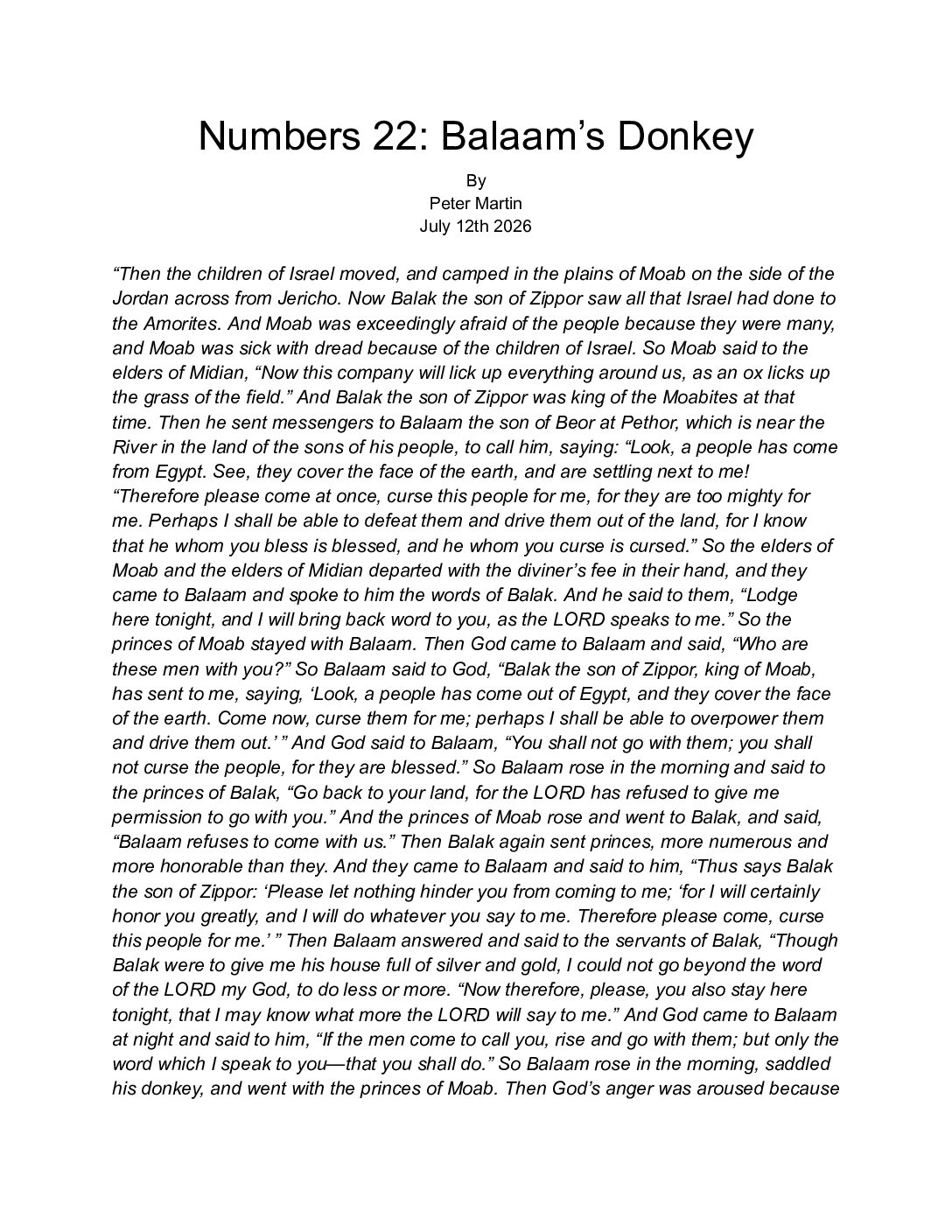 7 12 Numbers 22 Balaam’s Donkey
