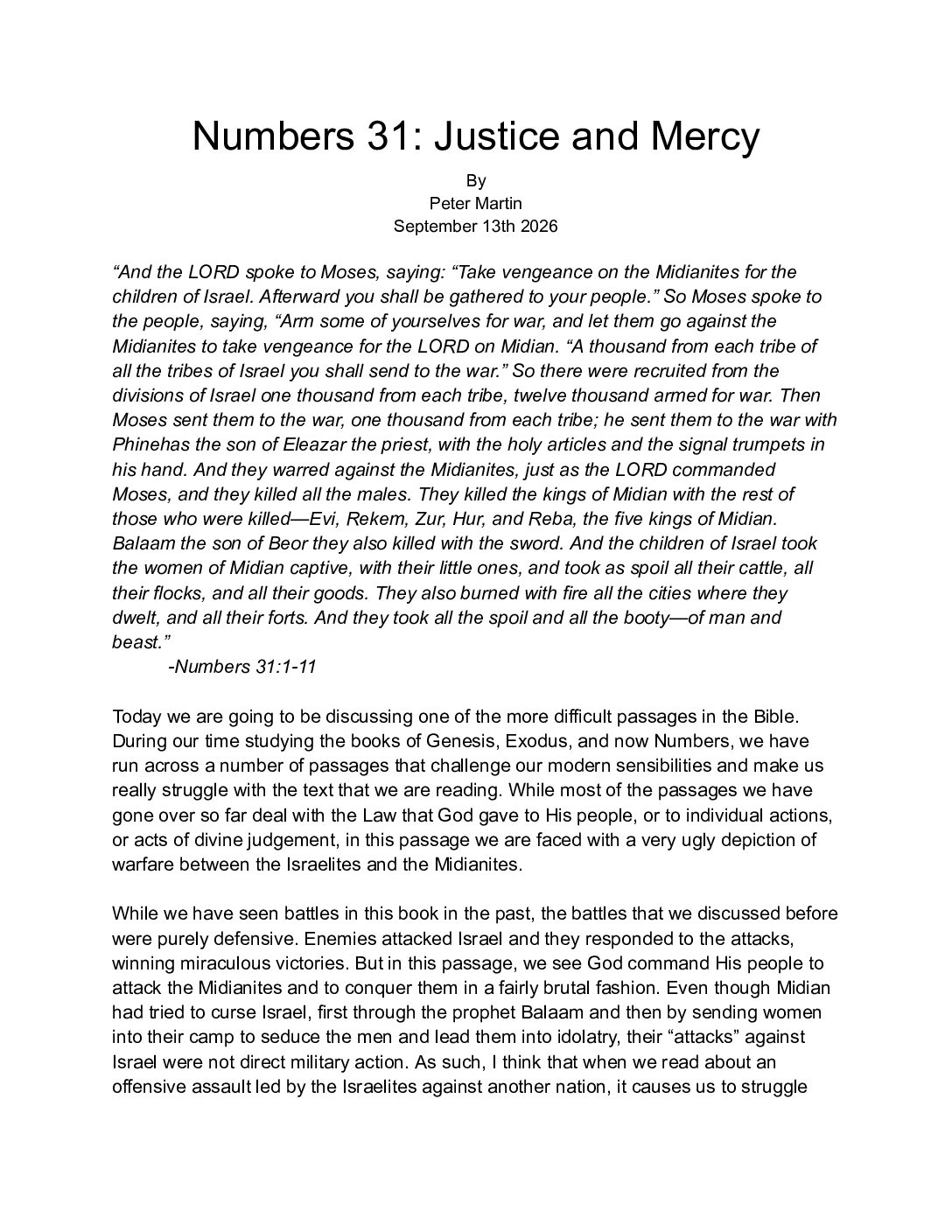 9 13 Numbers 31 Justice And Mercy